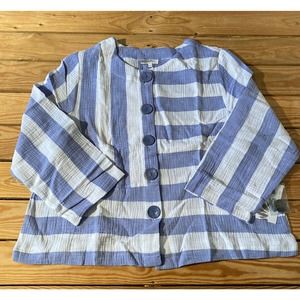 NWT Chocolat Stripe Button Up Top Size Large Women’s Blue White
